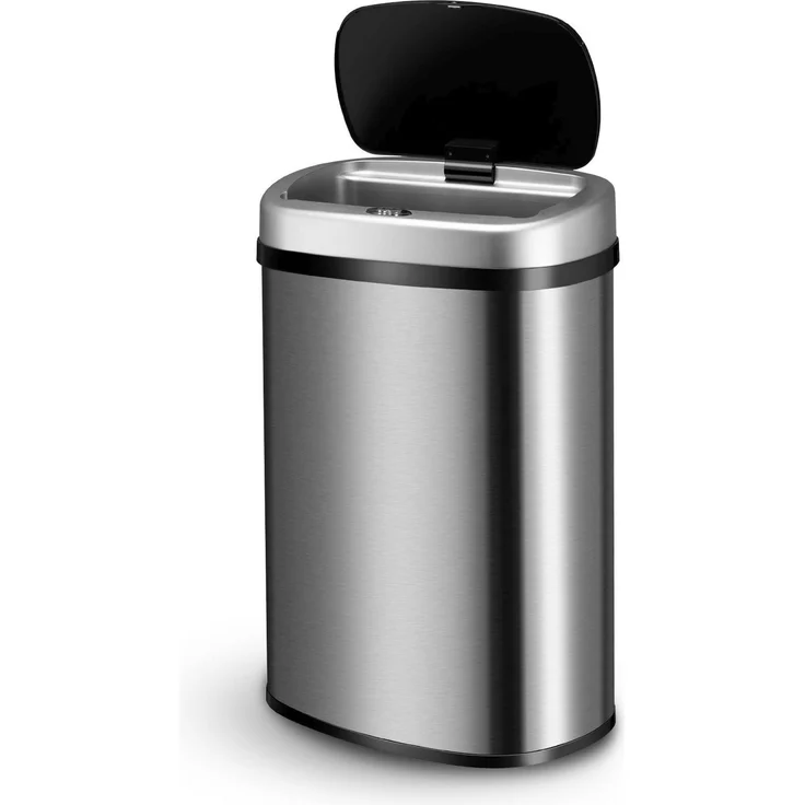 Juskys Automatik Mülleimer mit Bewegungssensor, wasserdicht, Stahl, Silber, 50 Liter – Bild 1