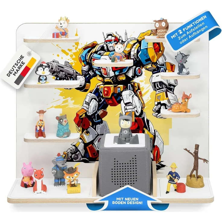 stadtecken Kinder Regal für Musikbox I Geeignet für die Toniebox und ca. 50 Tonies I Perfekte Aufbewahrung für Kinderzimmer I zum Aufstellen oder Aufhängen (Mr. Chip) – Bild 1