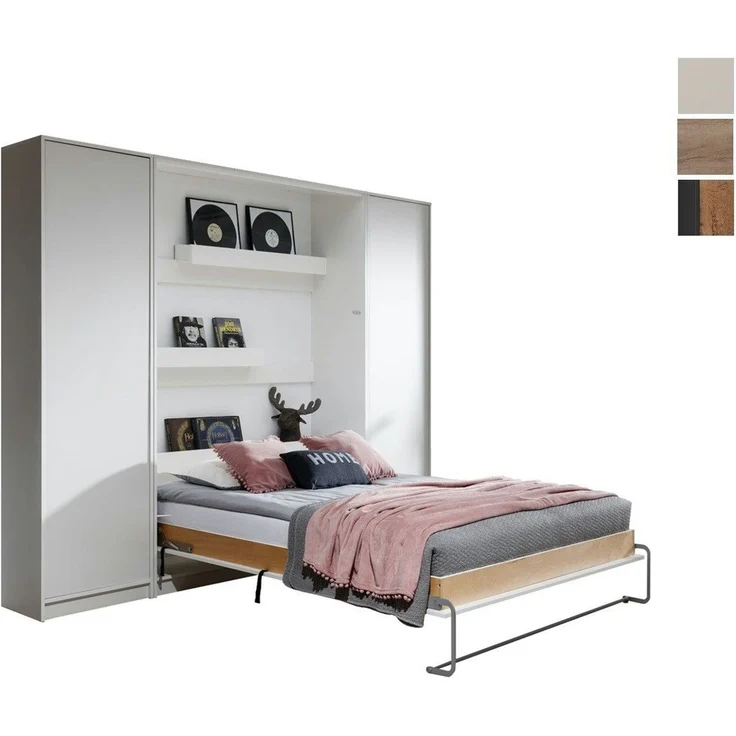 QMM TraumMöbel Schrankbett Klappbett VB 140 x 200 mit 2 Schränken (Set) vertikal klappbar – Bild 5