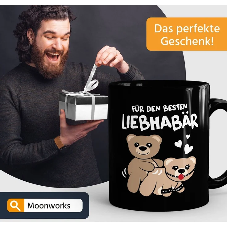 MoonWorks Tasse Kaffee-Tasse Liebe lustig Bär Geschenk Partner Mann Liebhaber, Keramik – Bild 3