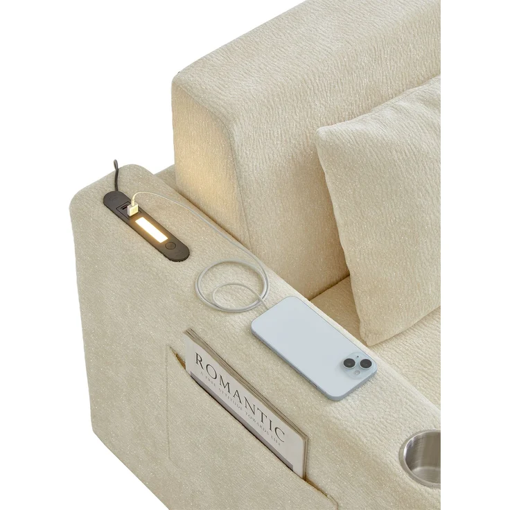ZUBALIYA SchlafSofa mit USB - Anschluss, mit Chenille - Bezug, mit Samtbezug, mit breiten Armlehnen, mit Schaumstoffpolsterung – Bild 5