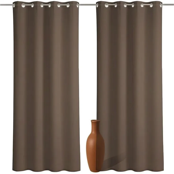 2er Set Ösenvorhang Voile 245 cm braun transparent - Farbe: Braun