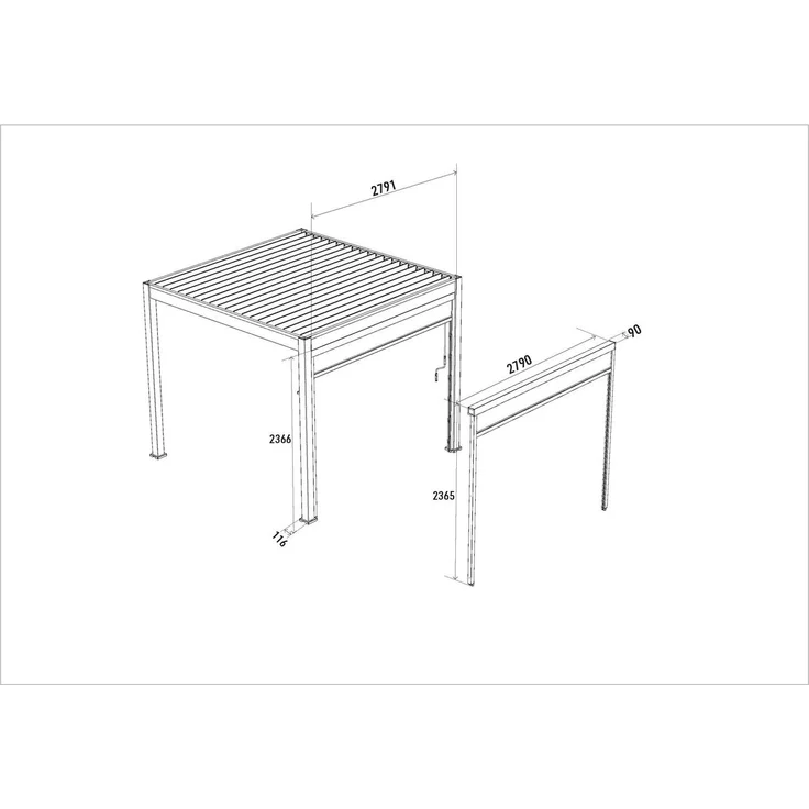 Weide Sonnenrollo für Weide Pergola | weiß – Bild 8
