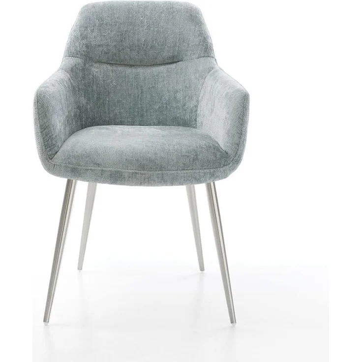 Esszimmerstuhl Pejo-Flex Chenille Pastellblau 4-Fuß konisch Edelstahl Taschenfederkern – Bild 4
