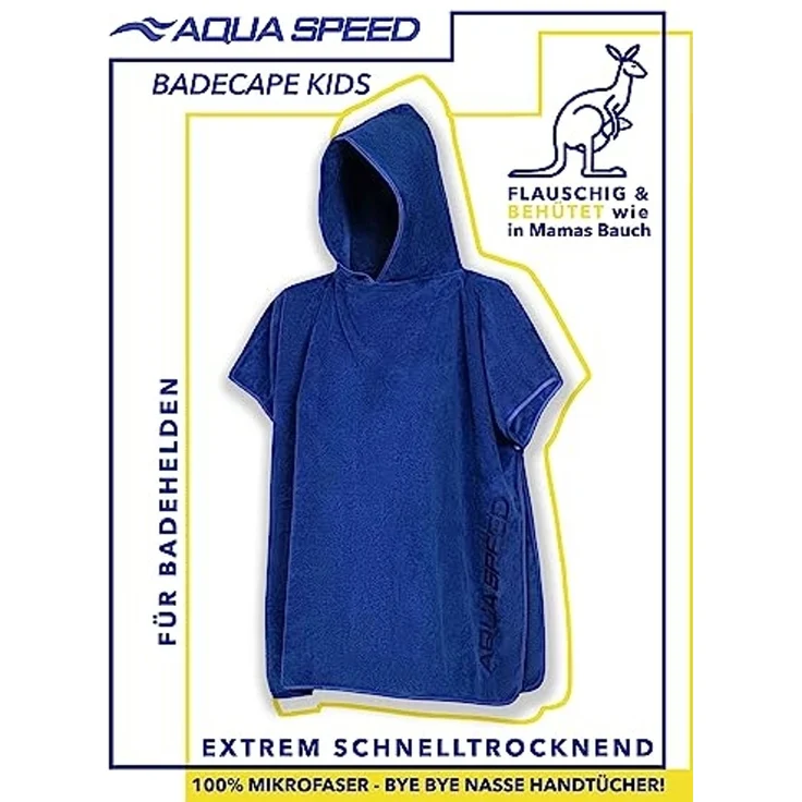 Aqua Speed Kapuzenhandtuch Kinder Poncho Handtuch – Badeüberwurf für Training & Freizeit, (Größe 80 x 140 cm – Grammatur 400 g/m), Hilft beim Warmhalten während kurzer Pausen nach Wassergang sicher pur – Bild 2