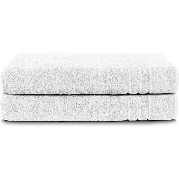 Komfortec 2er Saunatuch Set 80x200 cm aus 100% Baumwolle, XXL-Saunatücher, Sauna Handtuch, Weich, Groß, Frottee, Schnelltrocknend, Weiß