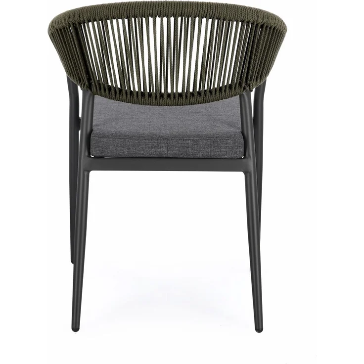 Gartenstuhl Millor aus Aluminium, modern skandinavisch, grün anthrazit, stapelbar, inkl. Kissen – Bild 5