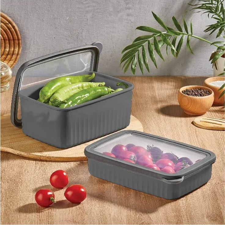 Vip Ahmet Vorratsdose Vorratsdosen mit Deckel Luftdicht, BPA-frei, (3er Set, 1x2,7L, 2x1,5L), Kunststoff, (3-tlg, 3er Set Vorratsdosen mit Deckel, 1x2,7L, 2x1,5L), 3-teiliges Set – Bild 2