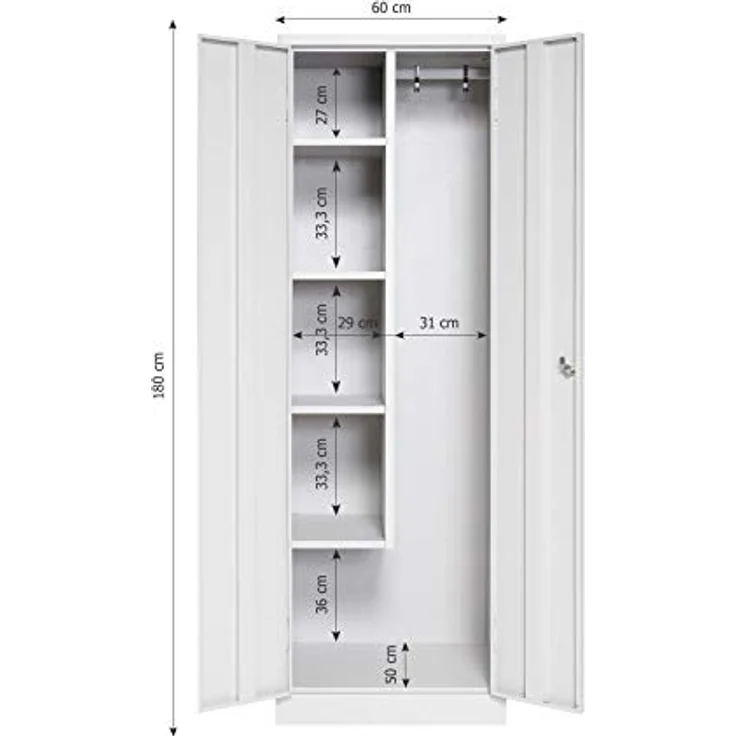 Putzmittelschrank, 60x180 cm, grau – Bild 4
