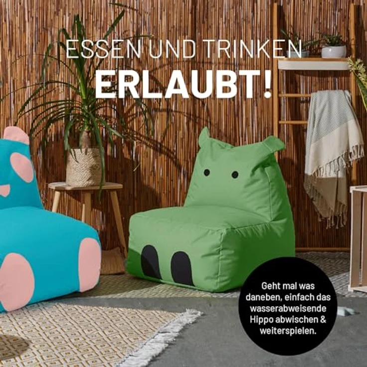 LUMALAND 'Animal Line Hippo' Kindersitzsack, indoor & outdoor, Polyester pink, 200 l – Bild 6