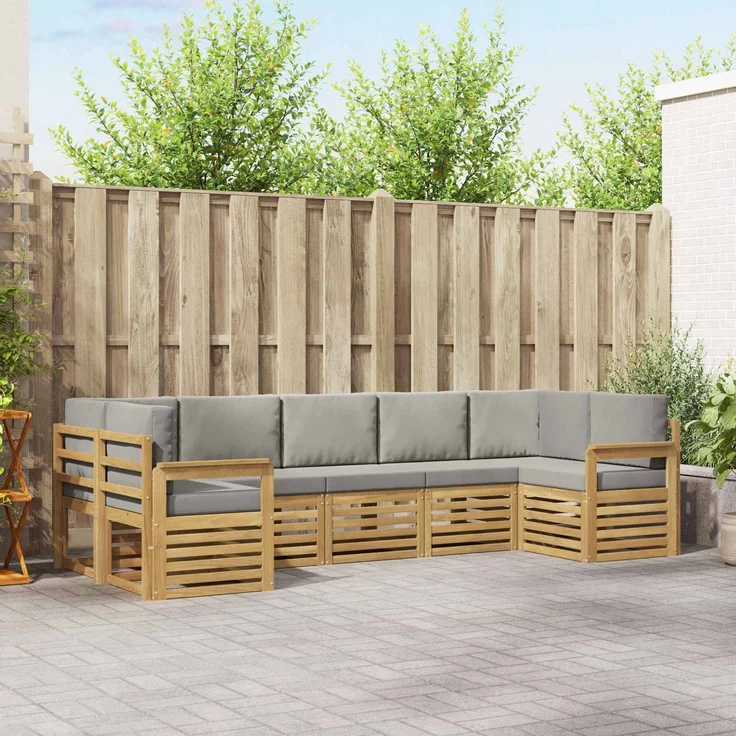 vidaXL Outdoor-Sofagarnitur 6 stk. 7-Sitzer Weiß und Hellgrau 3392421 – Bild 1