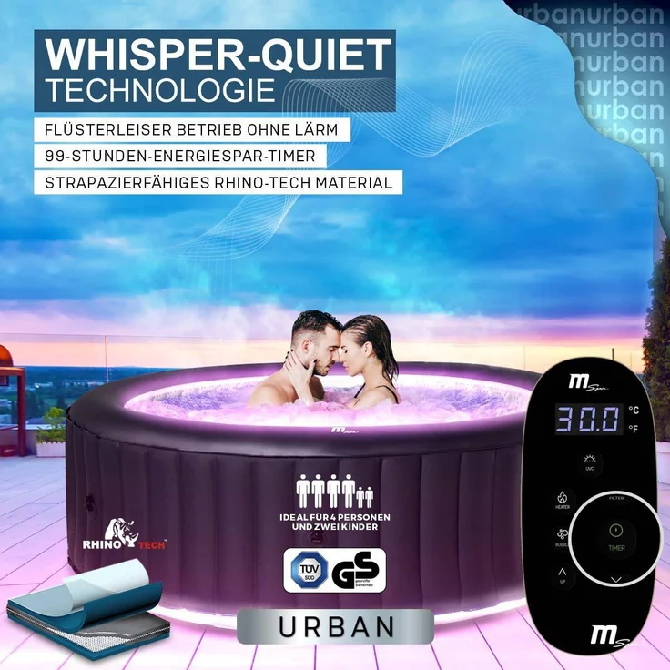 6 Personen LED Whirlpool aufblasbar MSPA AURORA Outdoor Garten Massage Pool 2022 – Bild 3
