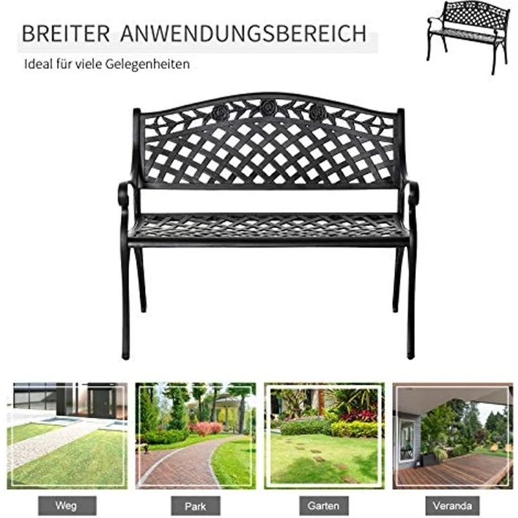 Outsunny Gartenbank Gartenbank aus Aluminium – Bild 4