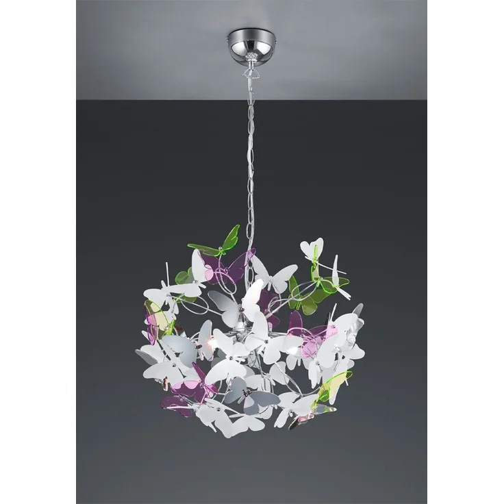 Hängeleuchte, Schmetterling Design, bunt, H 150 cm, BUTTERFLY