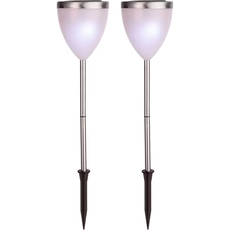Best Season 477-35 LED-Solar-Pathlights 2-er Set 46 x 10 cm, silber