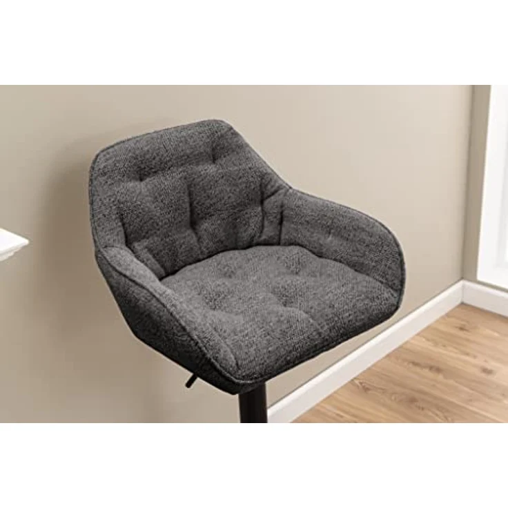 MID.YOU Barhocker Anthrazit, drehbar und höhenverstellbar, Textilbezug, 57x63-84x53 cm, Fußstütze, modernes Metallgestell – Bild 9