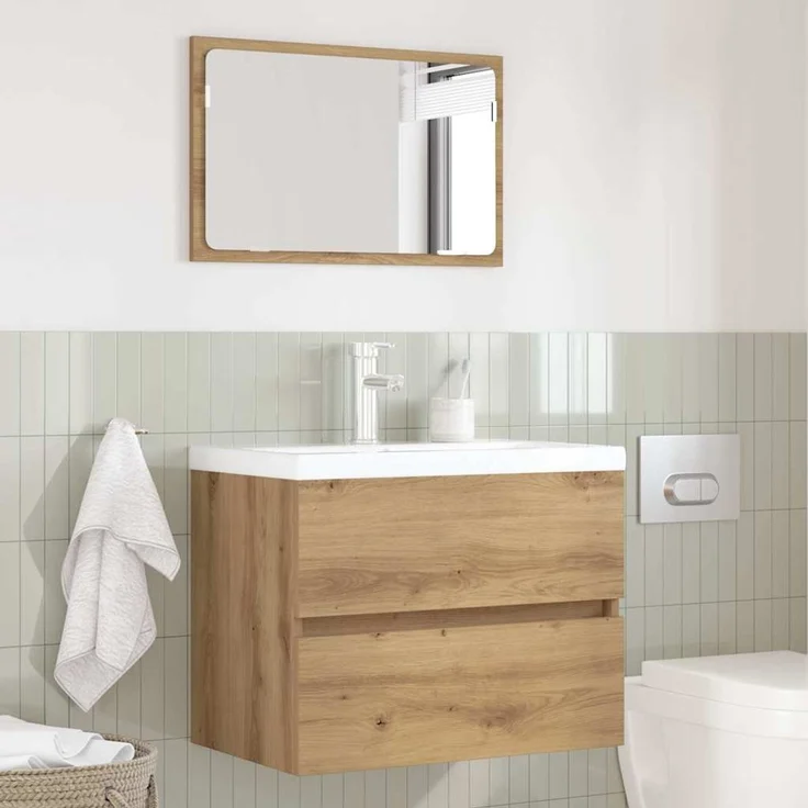 vidaXL Badezimmermöbel-Set 2 pcs Artisan-Eiche Sperrholz und Metall 875433 – Bild 3