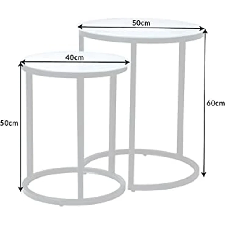 riess-ambiente Beistelltisch ELEGANCE 50cm weiß / schwarz (Set, 2-St), Wohnzimmer · Kristallglas · Metall · rund · Marmor-Dekor · Barock – Bild 3