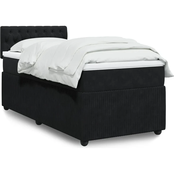 vidaXL Boxspringbett mit Matratze Schwarz 80x200 cm Samt 3287598 – Bild 1