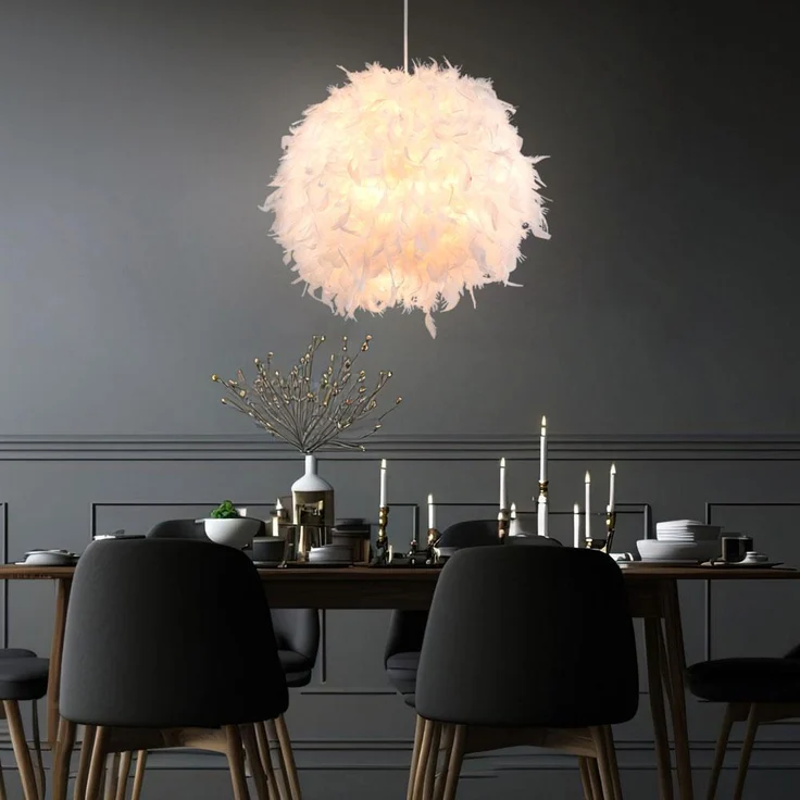 Pendelleuchte, Feder-Design, weiß, D 60 cm – Bild 9