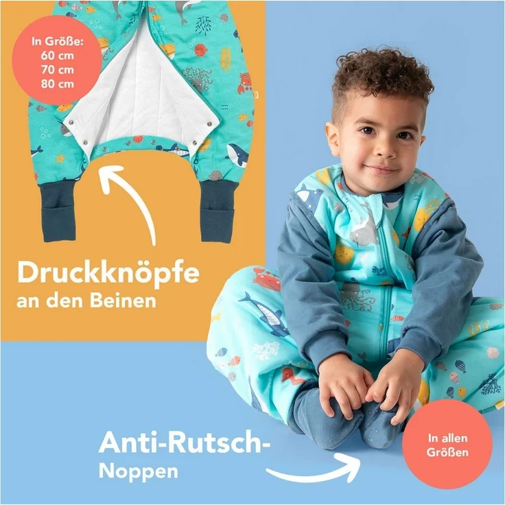 Schlummersack Kinderschlafsack, Schlafsack mit Füßen und umklappbaren Bündchen, 3.5 Tog OEKO-TEX – Bild 2