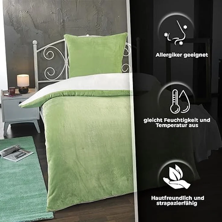 Malika Wendebettwäsche 155x220 + 80x80 cm Cashmere Touch Bettwäsche, atmungsaktiv, Mikrofaser, 2 teilig, Für Allergiker geeignet, pflegeleicht, angenehm weicher Stoff – Bild 3