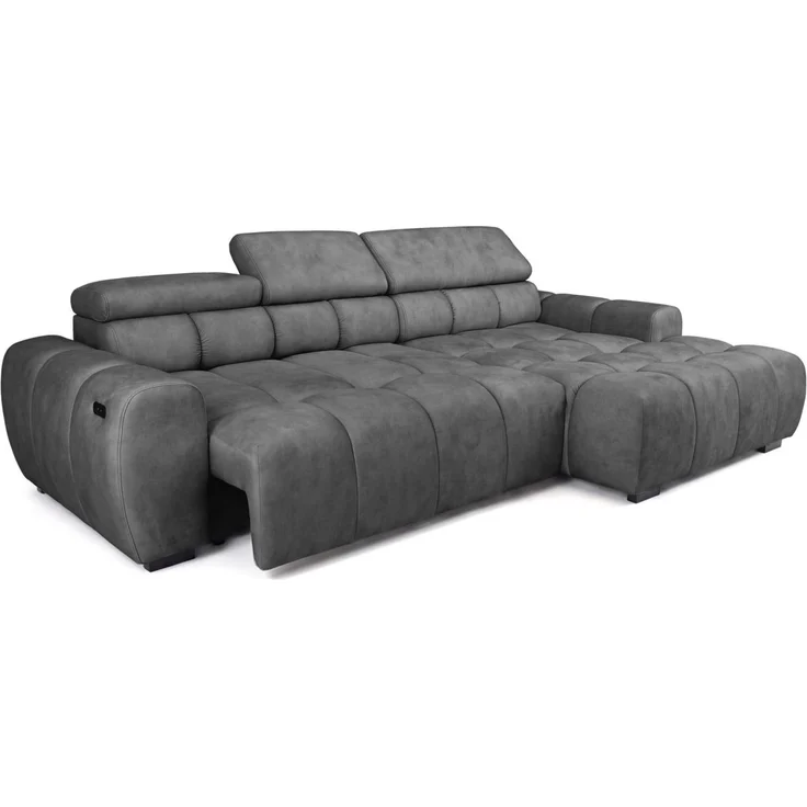 Ecksofa Schlafsofa VELUNIO RELAX in Stoff Salvador Anthrazit Ottomane Rechts – Bild 3