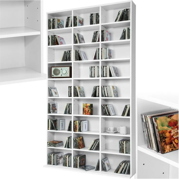 tectake CD-Regal Medienregal Christel in Holzoptik 180x102x23,5cm, Sammlerset 1-tlg, höhenverstellbare und herausnehmbare Zwischenböden – Bild 1