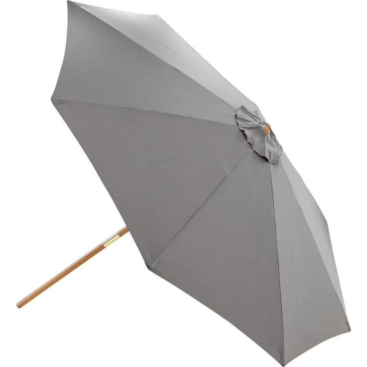Gardenson Sonnenschirm, grau, Textil, Hartholz, 300x244 cm, Sonnen- & Sichtschutz, rund