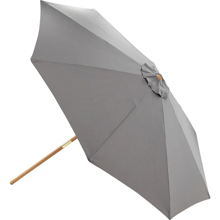 Gardenson Sonnenschirm, grau, Textil, Hartholz, 300x244 cm, Sonnen- & Sichtschutz, rund