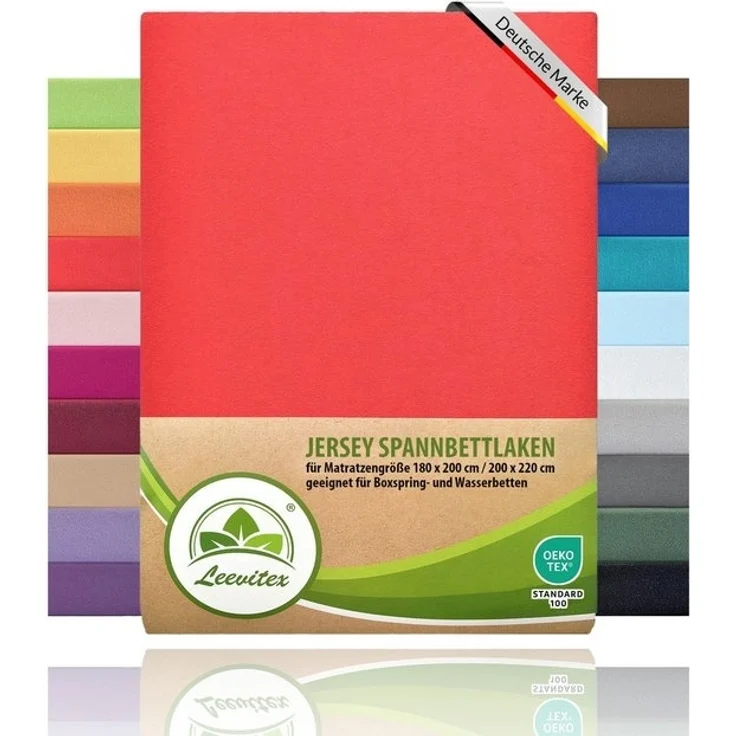 leevitex® Spannbettlaken für Boxspringbetten & Wasserbetten - Spannbetttuch 170 g/m², Gummizug: rundum, 100% Mako-Baumwolle, sehr robust, 180x200 – 200x220 cm + 40 cm Steg – Bild 4