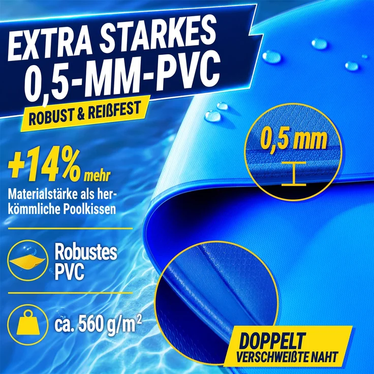 tillvex® Poolkissen Winter XXL Ø 5 m Rund mit 12m Seil & Reparaturkit | Luftkissen zur Poolabdeckung frost- & chlorbeständig bis -20°C | Winterkissen inkl. Schraubventil | Kissen Überwinterung Pool – Bild 6