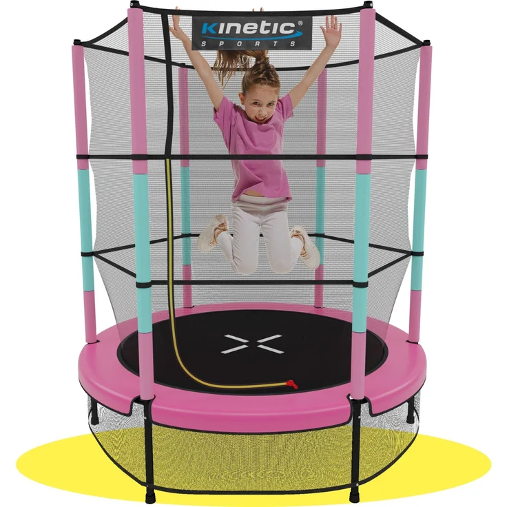 Kinetic Sports Gartentrampolin JUMPER 140, Ø 140 cm, Gummiseil Fun Jumper mit Sicherheitsnetz, Schutzpolster – Bild 1