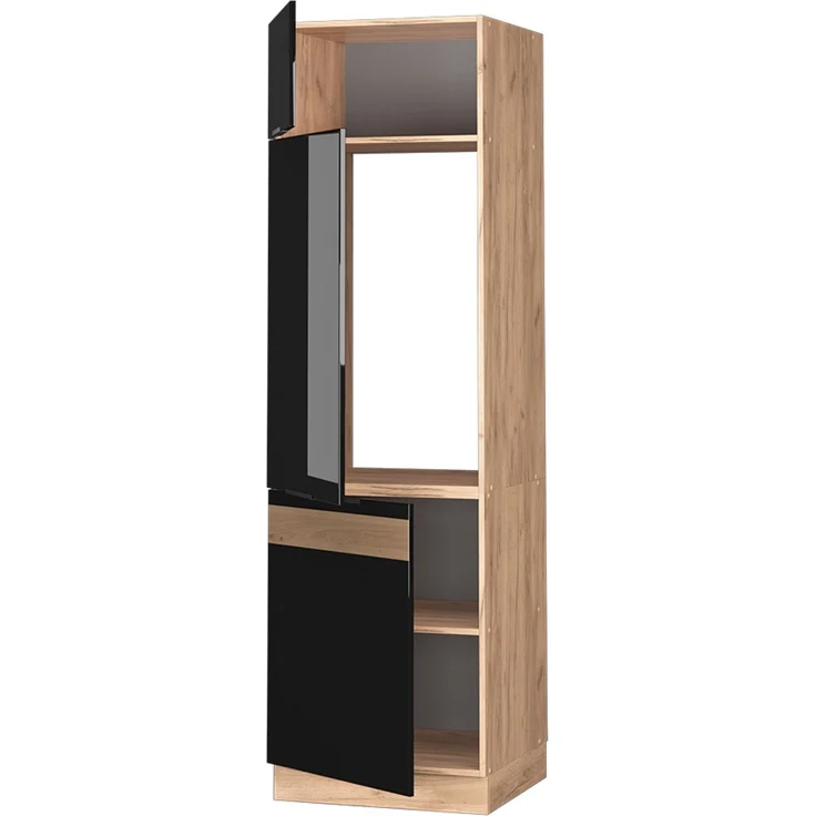 Kühlumbauschrank Fame-Line Schwarz Eiche hochglanz 60 cm Vicco – Bild 4