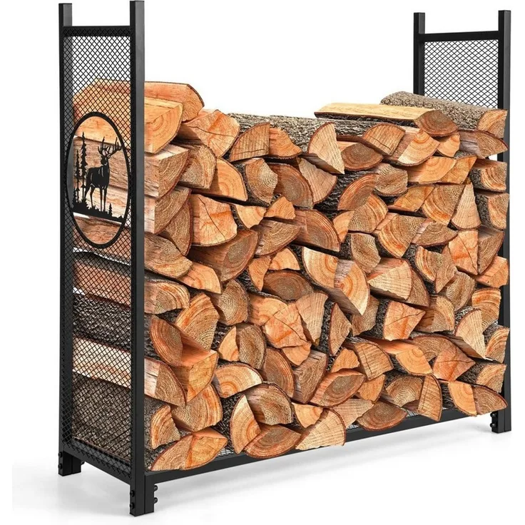 COSTWAY Kaminholzregal, aus Metall, 121 x 38 x 117 cm