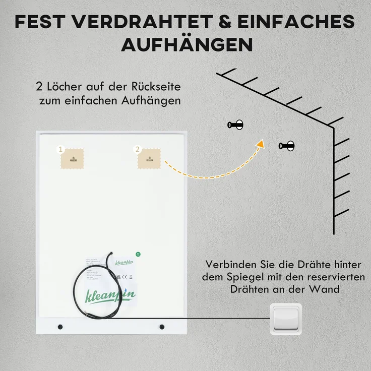 Badspiegel 70x2,7x50 cm mit LED-Beleuchtung, Ablage und Antibeschlag-Funktion – Bild 7