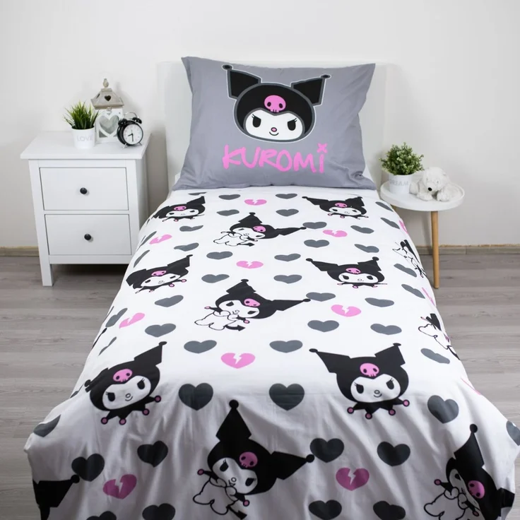 Kuromi Bettwäsche Set 140 × 200 cm mit Kissenbezug 70 × 90 cm aus Baumwolle – Bild 3