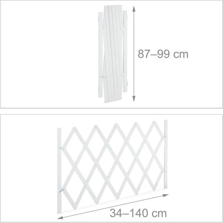 Relaxdays Hundeabsperrgitter ausziehbar bis 140 cm, 87-99 hoch, Bambus, Hunde Schutzgitter für Treppe & Tür, Weiß – Bild 4