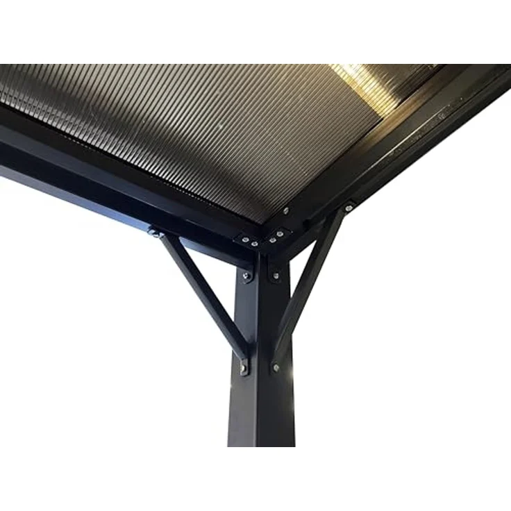 LECO Pergola JOTTA 4.0, Aluminium- und Stahlgestell anthrazit, Polycarbonat-Dach grau-transparent, 5,38x3 m – Bild 7