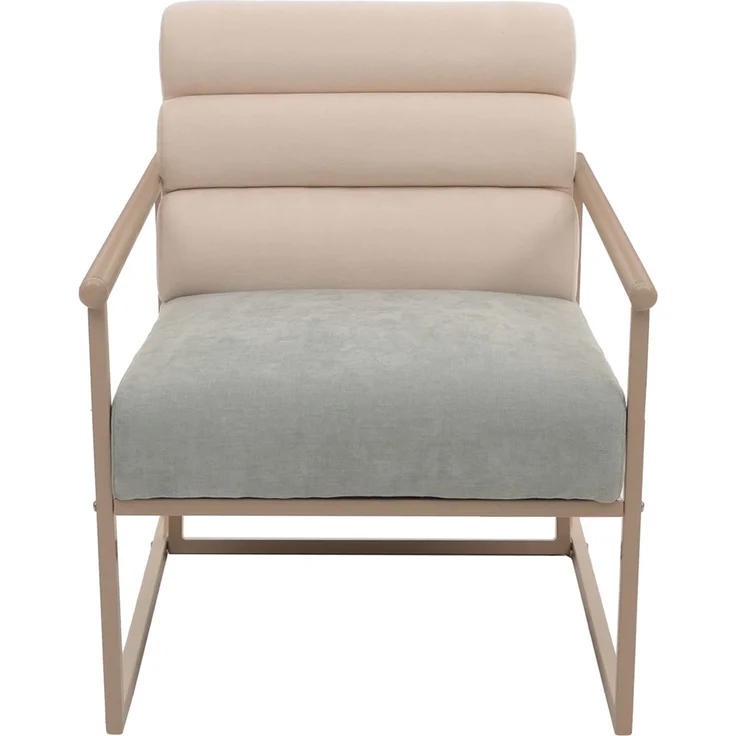 Lounge-Sessel HWC-O38, Cocktail-/Polstersessel Clubsessel, Stoff/Textil (420 g/m²) Metall MVG ~ beige, Polster blau-grün – Bild 5