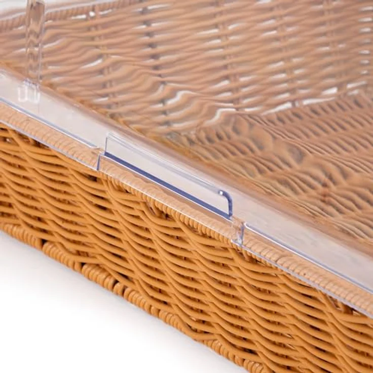 Mahlzeit Brotkorb Rattan, mit Rolltop-Deckel, 53,5 x 33 x 25 cm, geflochtener Korb, Kunststoff – Bild 6