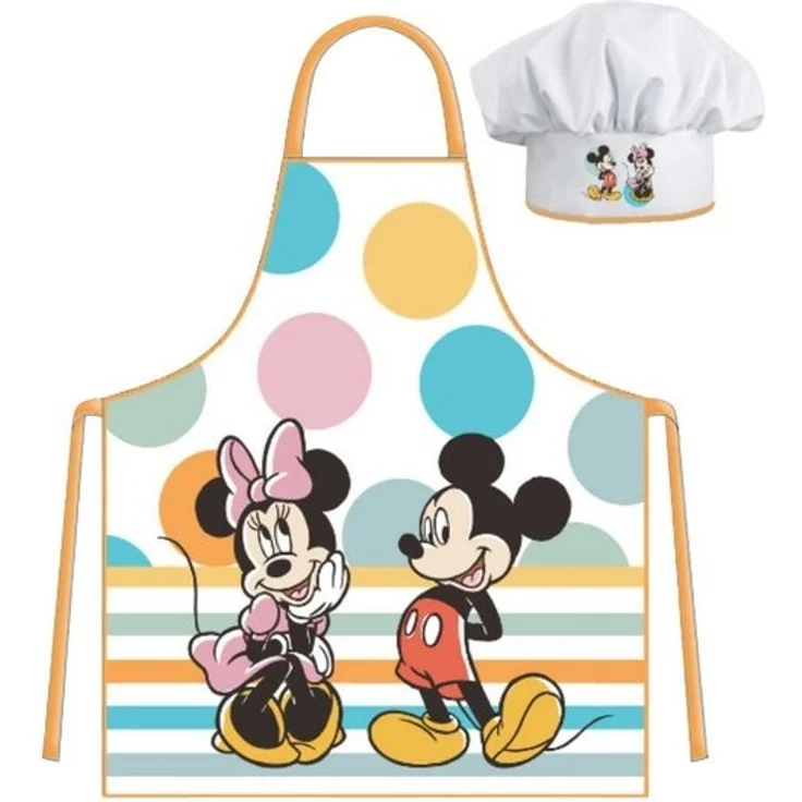 Disney Kochschürze Set Mickey & Minnie Streifen, Punkte, (2-tlg, Schürze, Kochmütze), Mickey & Minnie – Bild 2
