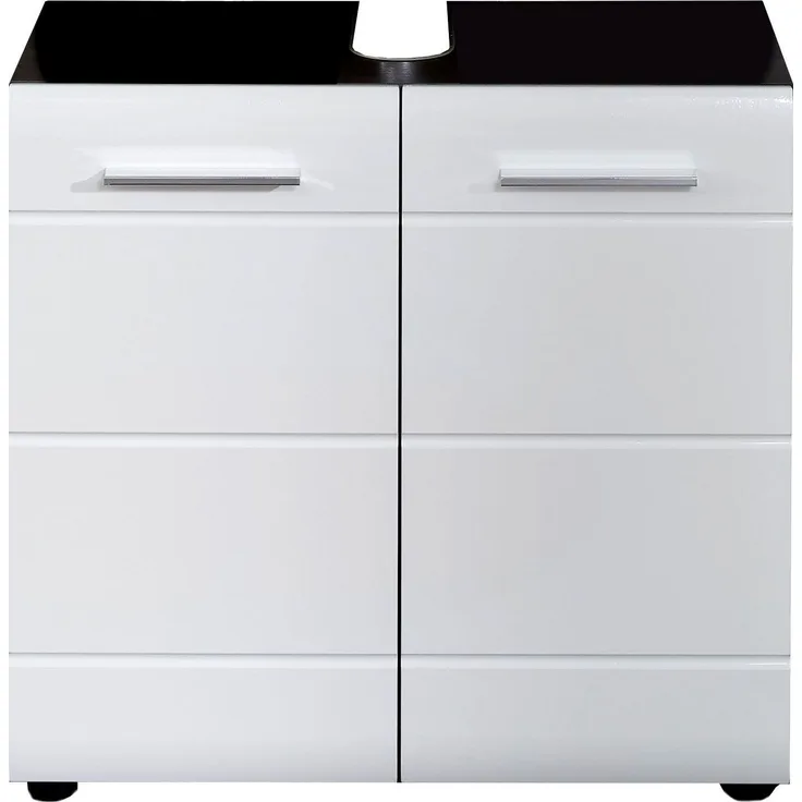 Waschbeckenunterschrank 'LINE', weiß/Rauchsilber