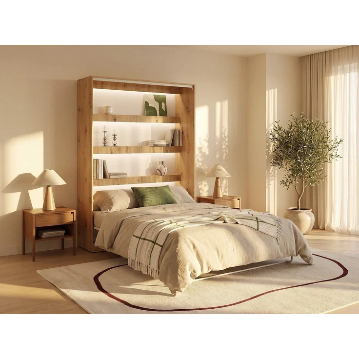 Vente-unique - RAPILI - Schrankbett - Metall - Beige, Naturfarben hell - 159 x 239.2 x 225.2 cm – Bild 3