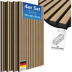 Bellamio 'Kilwa' 3D Akustikpaneele, Holzoptik Eiche, Echtholzfurnier und MDF, 110x60x2,1 cm, Wandpaneele mit Schallschutz, 4er Set