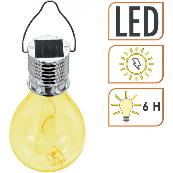 Spetebo LED Solarleuchte Kunststoff Solar Glühbirne 4er Set 15 cm - in gelb, grün, pink, blau, Solarbetrieben, LED wechselbar, warm weiß, Praktische Einschlatautomatik – Bild 2