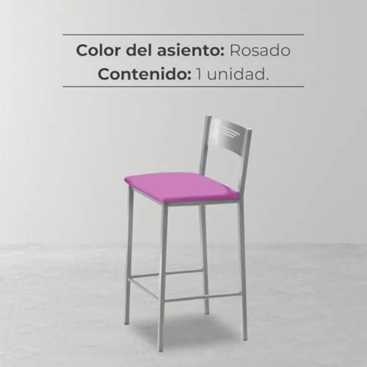 ASTIMESA - Hohe Küchenhocker mit Rückenlehne - Gestell aus Aluminium und Sitzfläche aus Kunstleder - Farbe des Sitzes: Rosa. Lieferumfang: 1 Stück - Maße: 90 cm (Gesamthöhe) – Bild 6