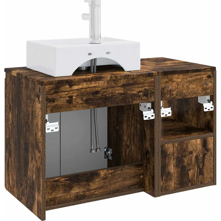 vidaXL Badezimmerschrank-Set 2 stk. Geräucherte Eiche 3404059 – Bild 6