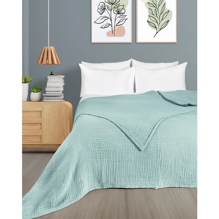 Laynenburg Tagesdecke Musselin aus 100% Baumwolle – Baumwolldecke, Kuscheldecke, Wohndecke als Sommerdecke, Bett-Überwurf, Couch-Überwurf, Sofa-Decke – Bild 2