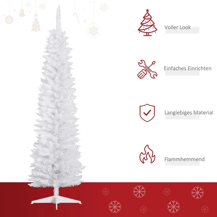 HOMCOM Weihnachtsbaum, Kunststoff, Metall, Weiß, Ø55 x 180H cm – Bild 4